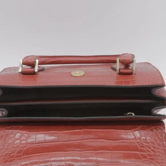 MICHAEL KORS Croc Embossed Red Leather Satchel Leather Bag Handbag Purse - Picture 8 of 9